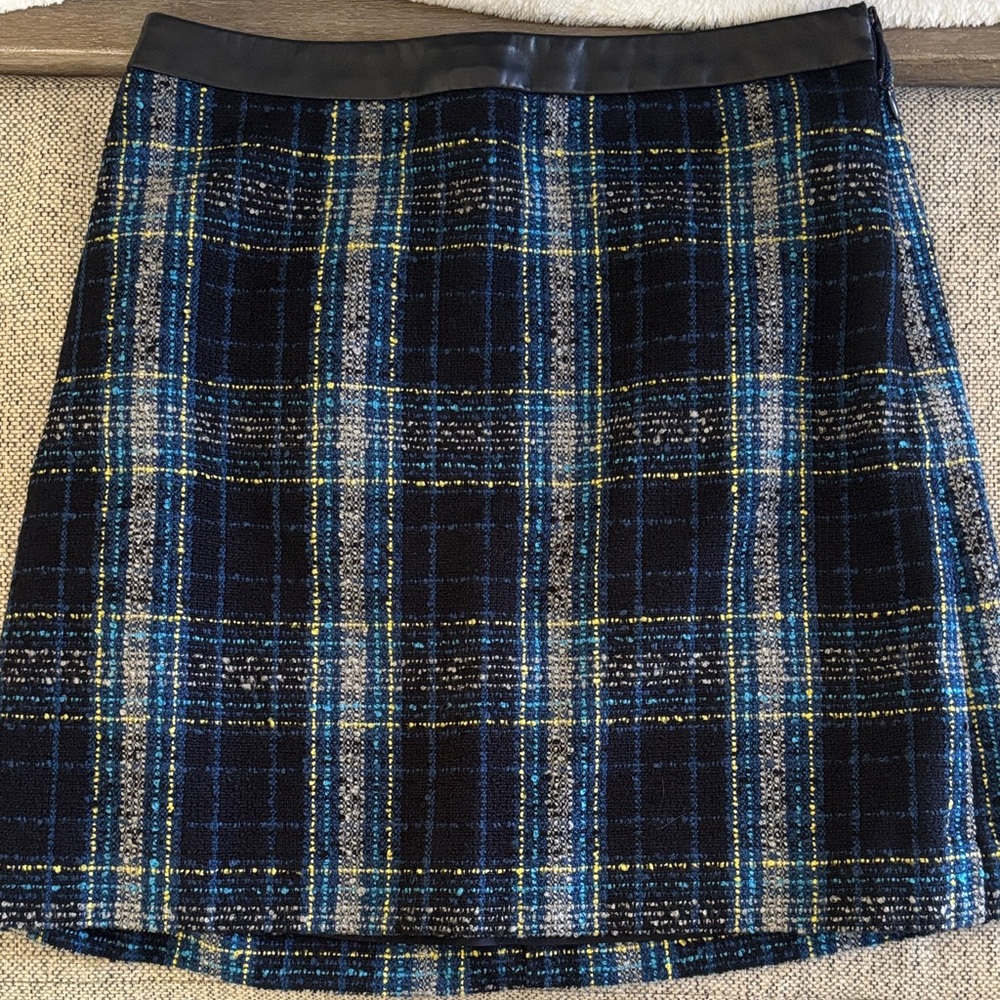Plaid Tweed A-Line Mini Skirt